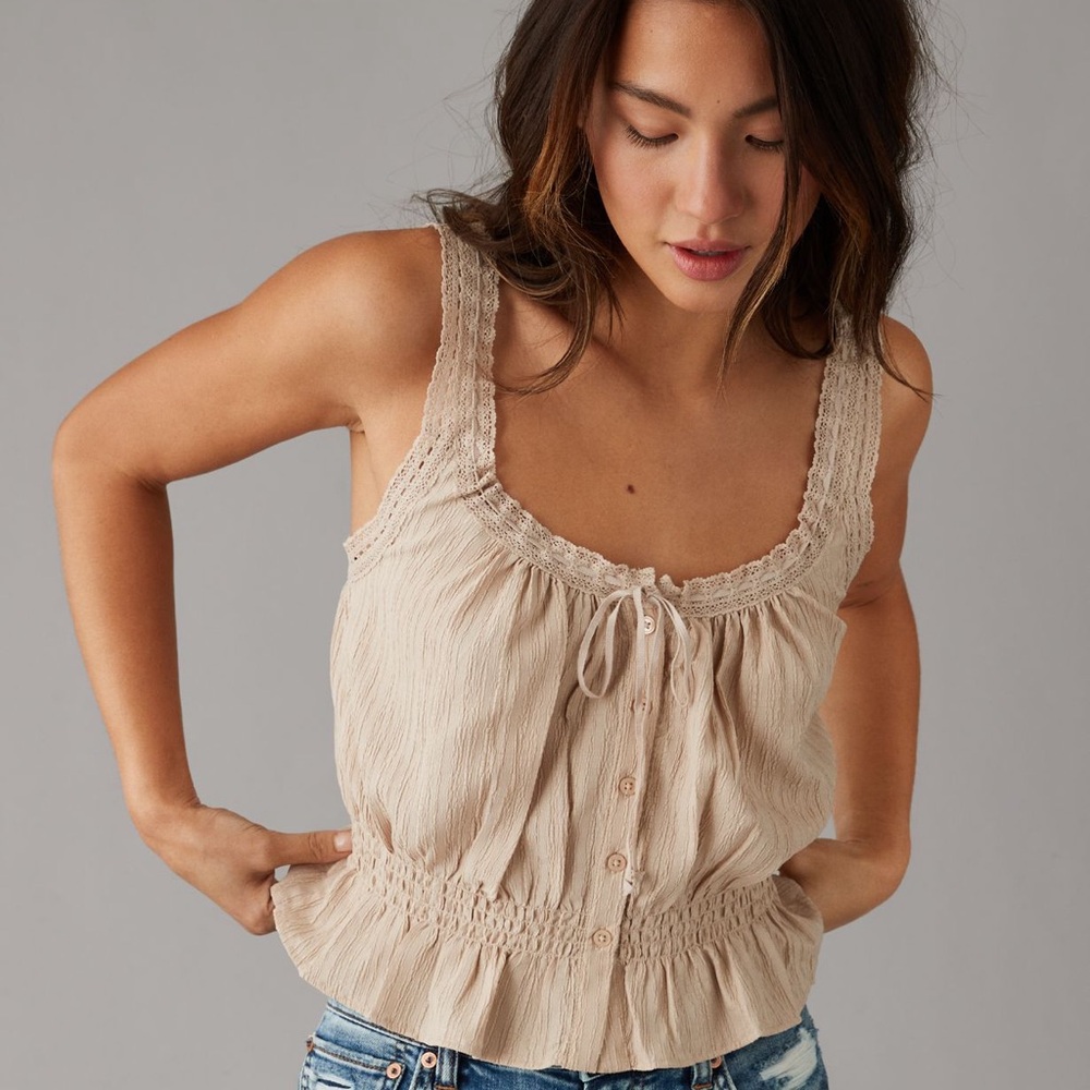 American eagle button up lace cami top
